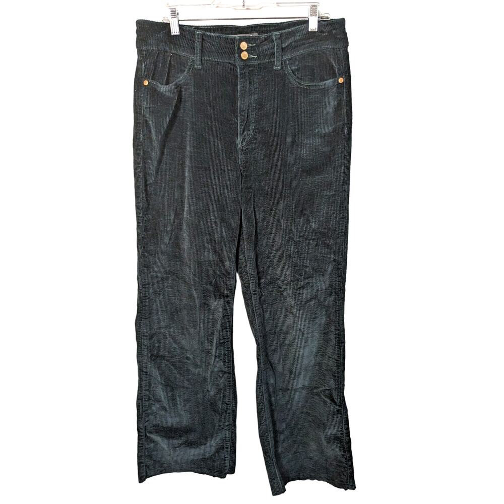 Judy Blue Wide Leg High Rise Emerald Green Corduroy Raw Hem Pants Size 15/32